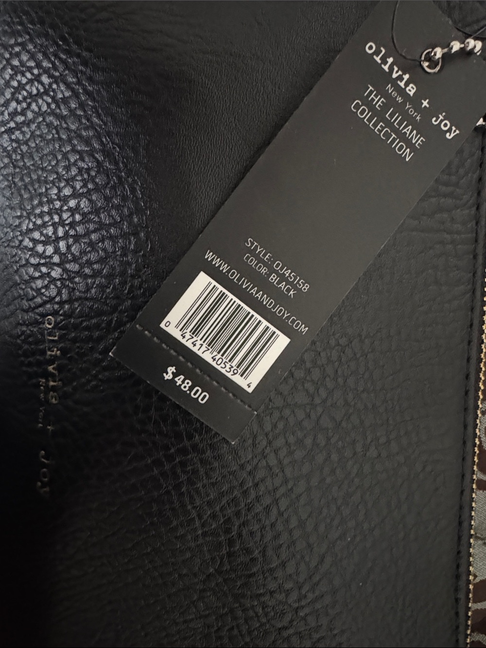 Olivia + Joy Black Pebbled Leather Wristlet Clutch - Picture 5 of 5